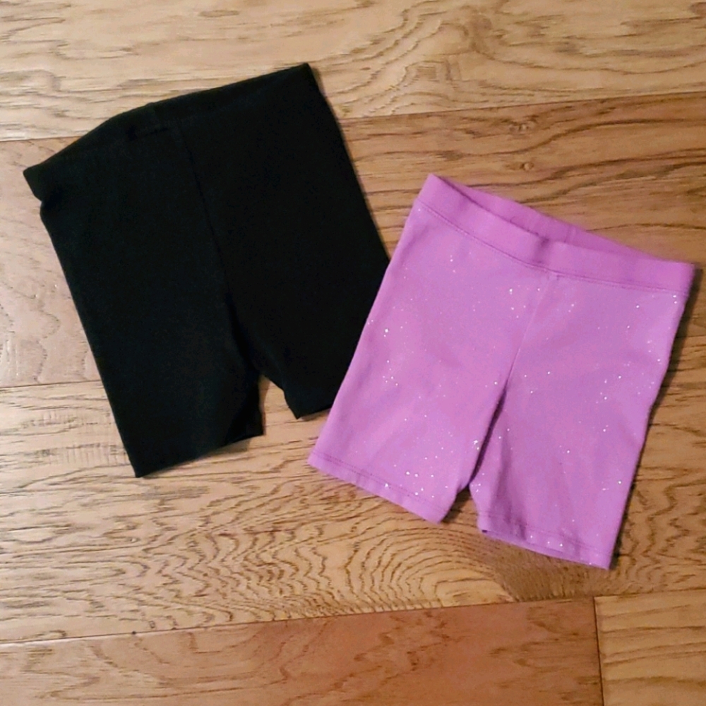 Bike Shorts Black Sparkly Purple (Set of 2)